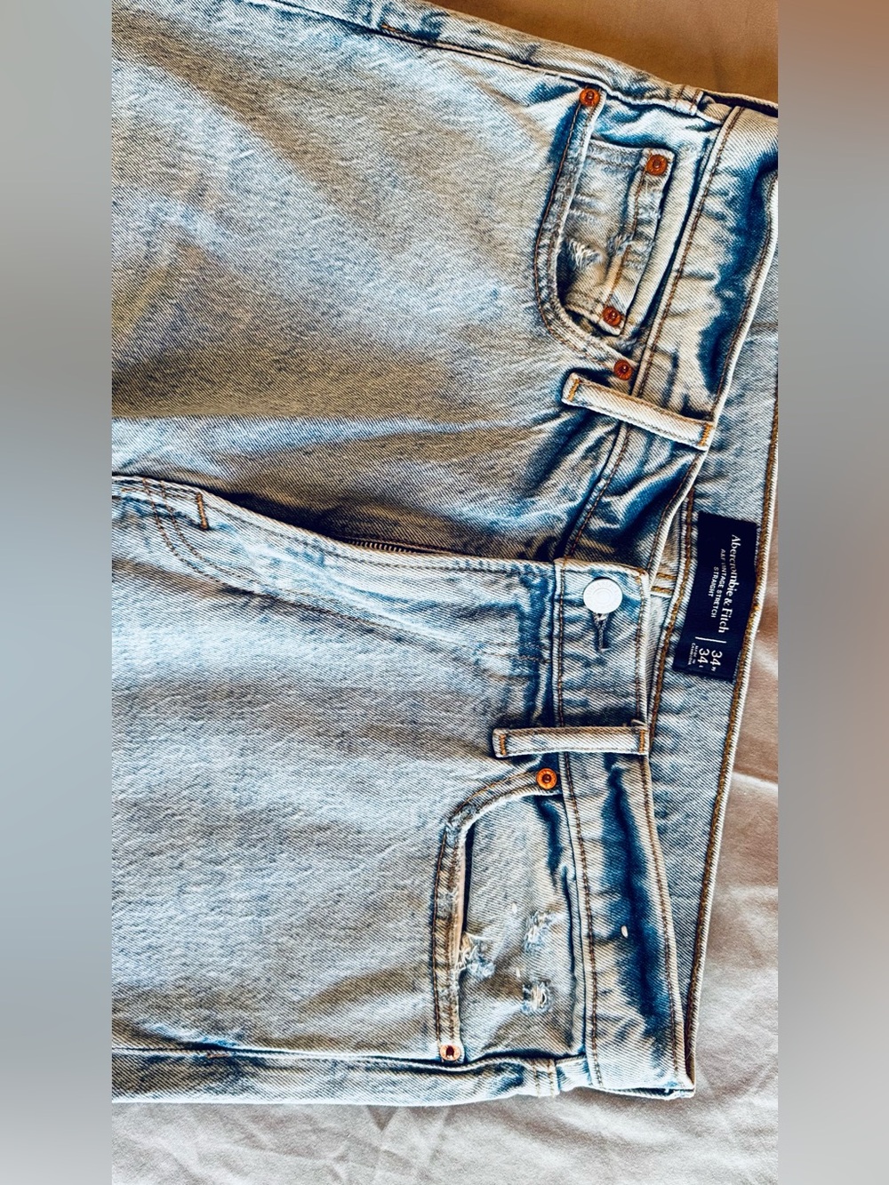 ABERCROMBIE & FITCH Light Blue Straight Leg Jeans - Picture 8 of 9